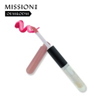 Dry clear transparent soft plastic lipgloss tube with lip brush